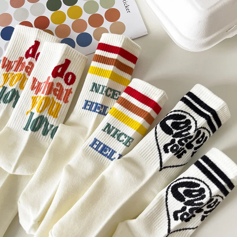 Funny Striped Cotton Thermal Socks for Women | Cozy Home Wear