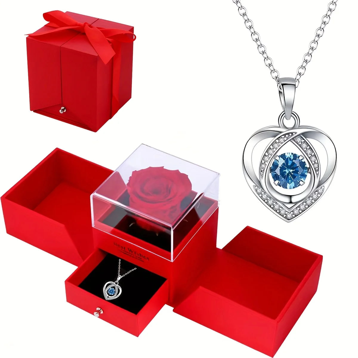 Premium Rose Soap Gift Box with MOM Pendant Necklace