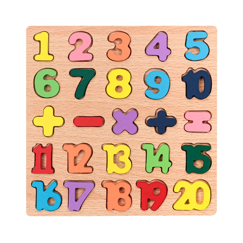 Kids Educational Geometric Shapes & Alphabet Wooden Puzzle