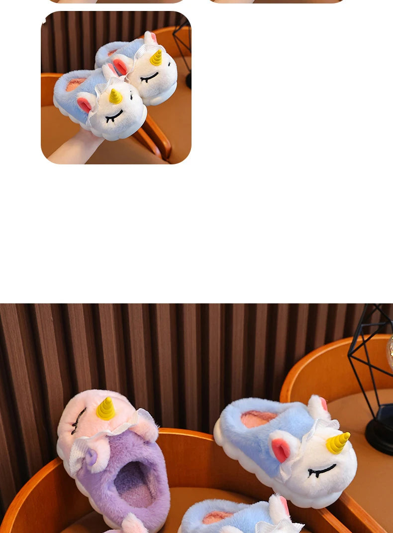 Kids & Family Matching Animal Print Plush Slippers | Cozy Winter Shoes