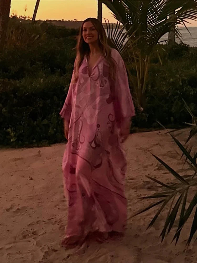 Stylish Oversized Women's Print Kaftan Maxi Dress for Summer