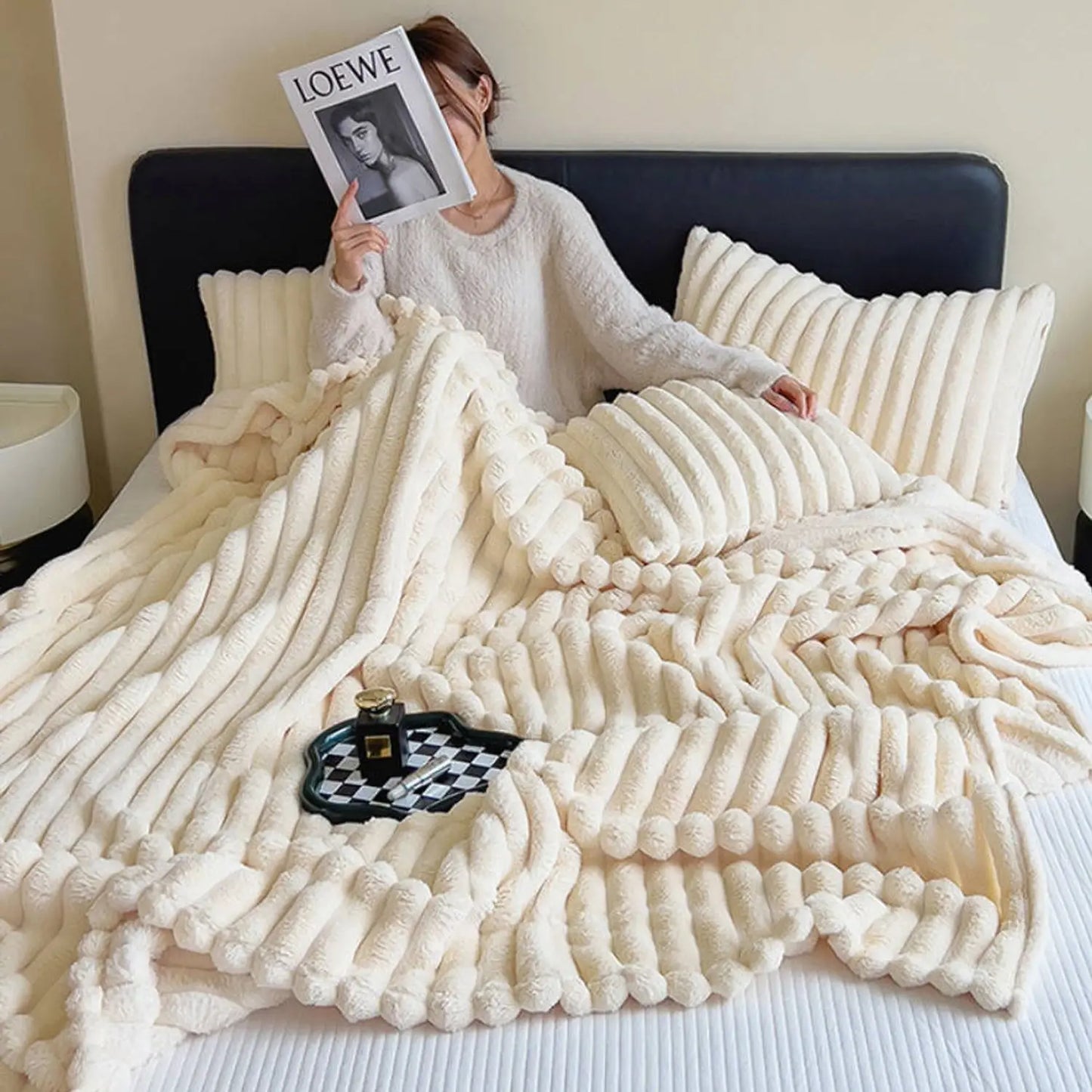 Ultra Soft Striped Fleece Throw Blanket | Warm & Cozy Comfort