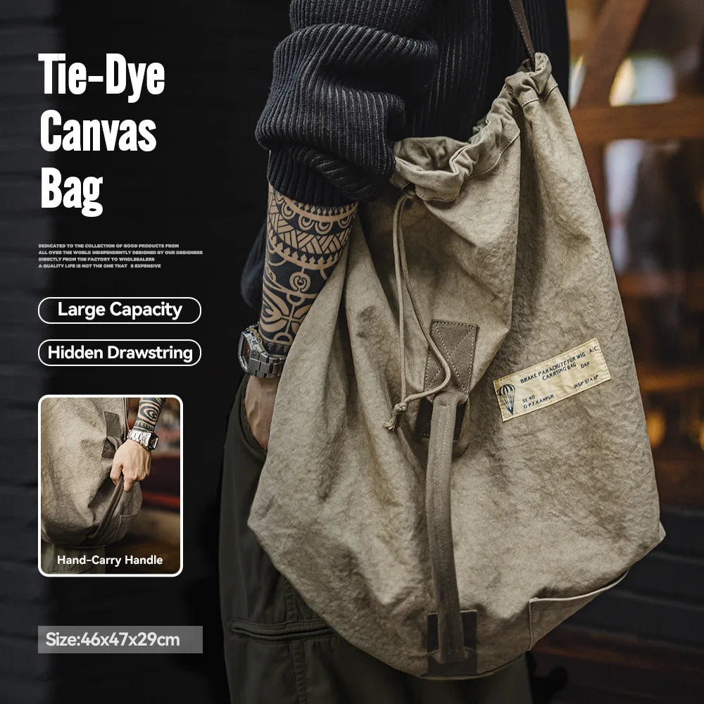 Large-Capacity Tie-Dye Canvas Shoulder Bag | Vintage Style Travel Bag