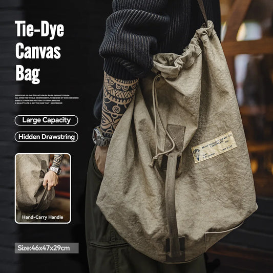 Large-Capacity Tie-Dye Canvas Shoulder Bag | Vintage Style Travel Bag