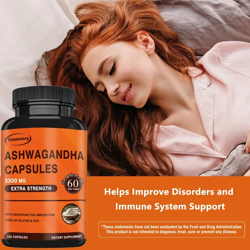 Ashwagandha Capsules for Brain Support & Stress Relief - 120 Count
