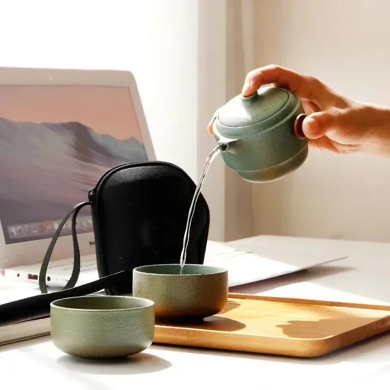 Japanese-Style Handmade Ceramic Teapot Set for Home & Travel