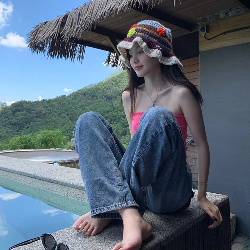 Women's Flower Crochet Bucket Hat | Handmade Spring Summer Style