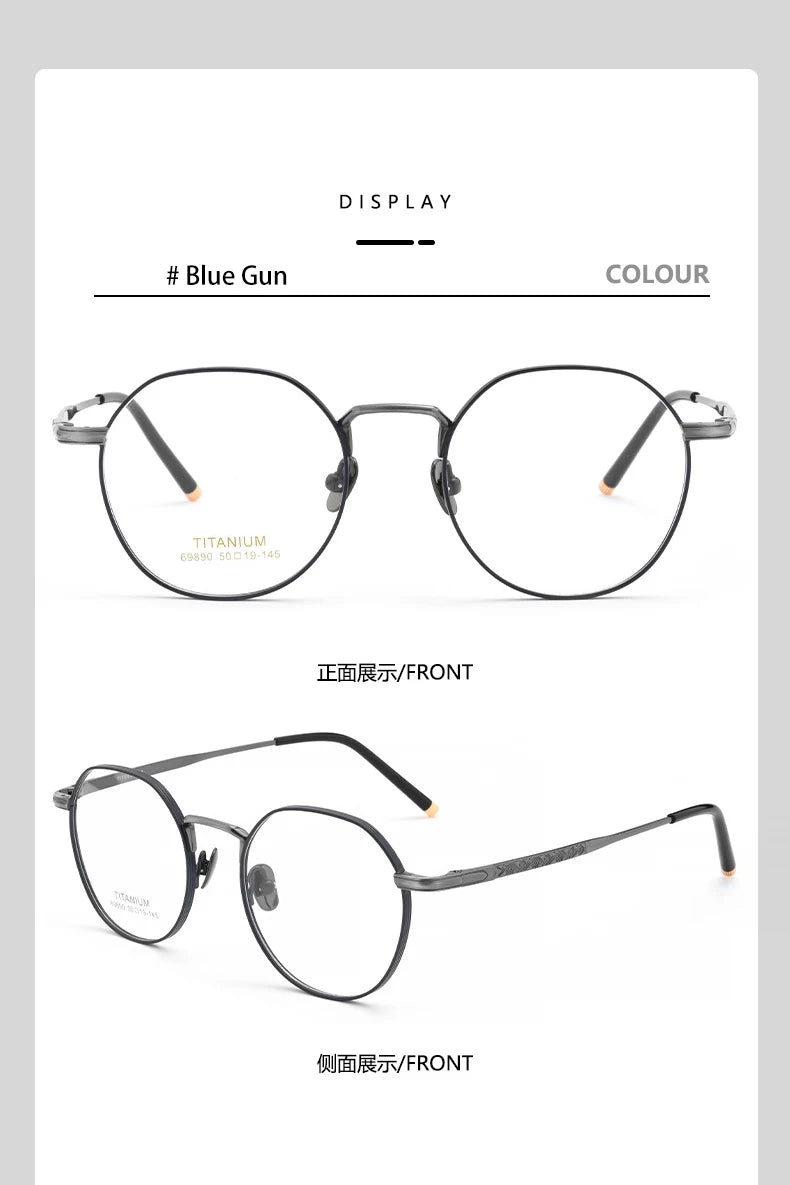 Ultra-Light Titanium Round Frame Glasses | Customizable Multi-Focus
