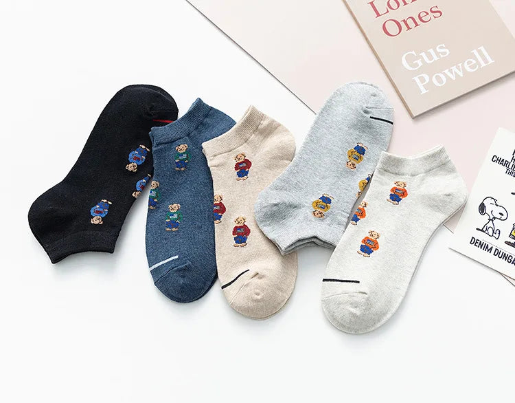 Men's Cartoon Bear Ankle Socks | Fun & Stylish Footwear
