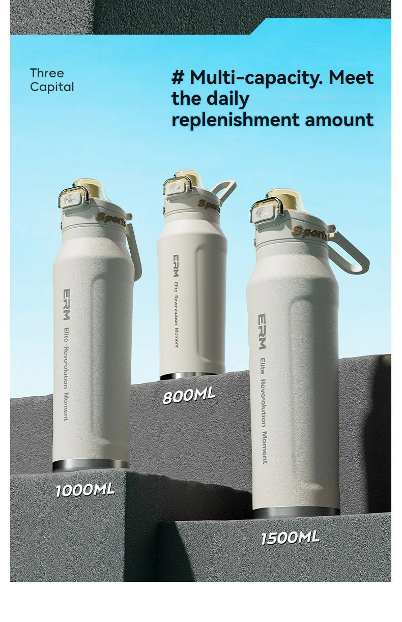 1L Stainless Steel Thermos Bottle | Iced & Heat Insulated Flask