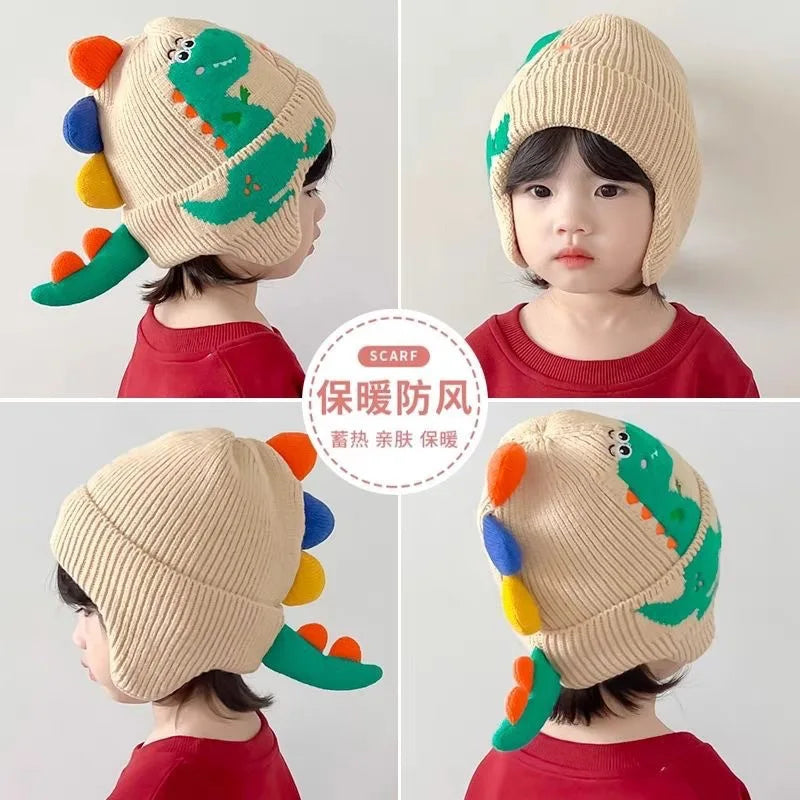 Winter Dinosaur Earflap Hat | Cute Thermal Cap for Kids