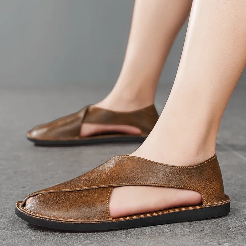 Men's Lightweight Breathable Leather Sandals | Summer Beach Shoes