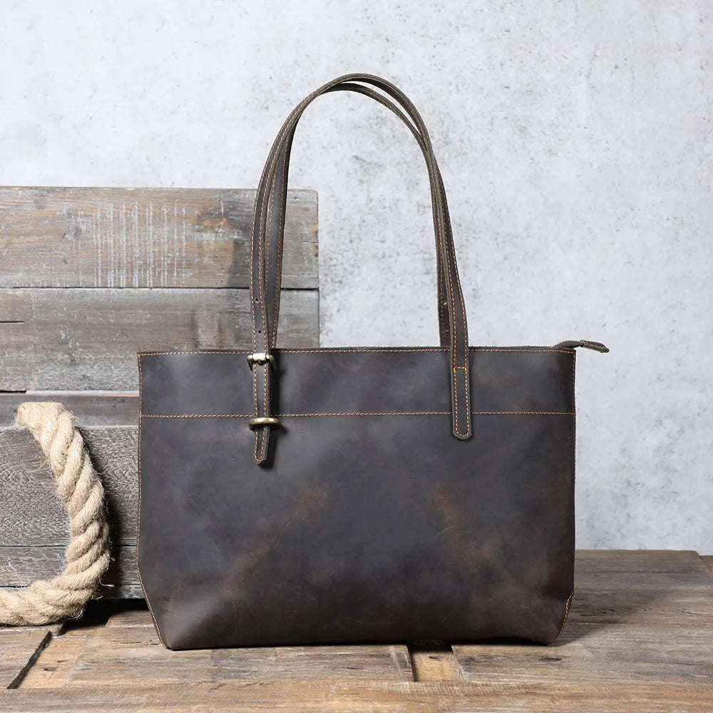 Vintage Genuine Leather Men's Tote & Briefcase | Stylish & Versatile