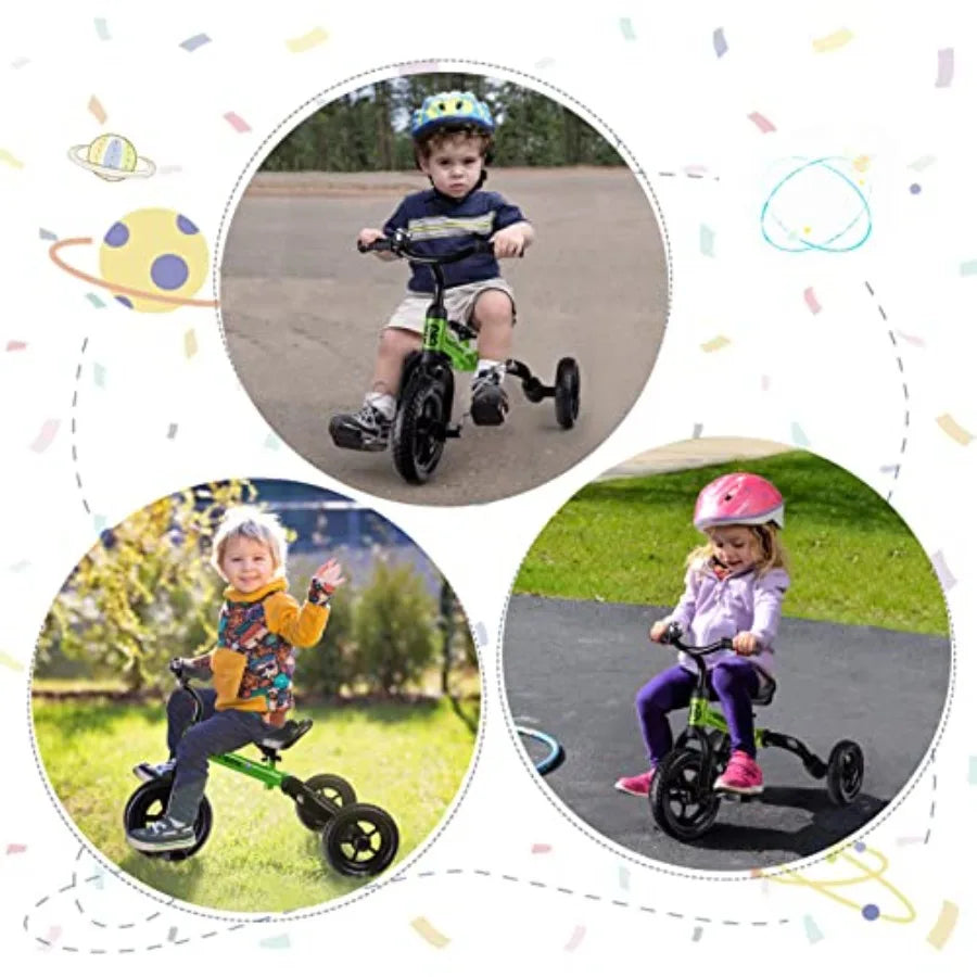 3 in 1 Green Folding Toddler Tricycle for Ages 2-5