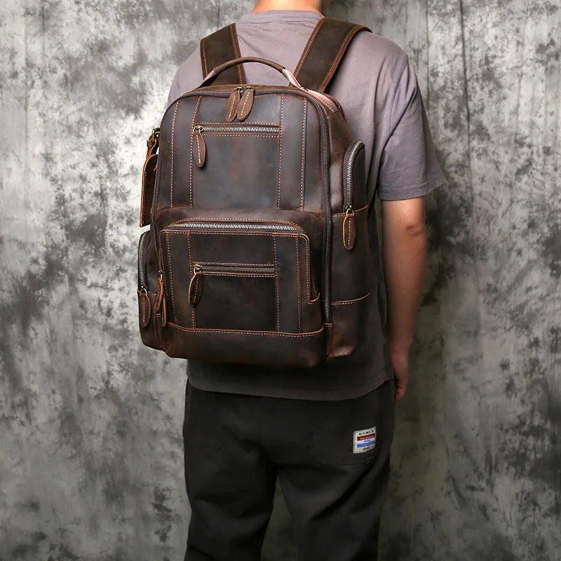 Stylish Retro Genuine Leather Men's Backpack | Travel Companion