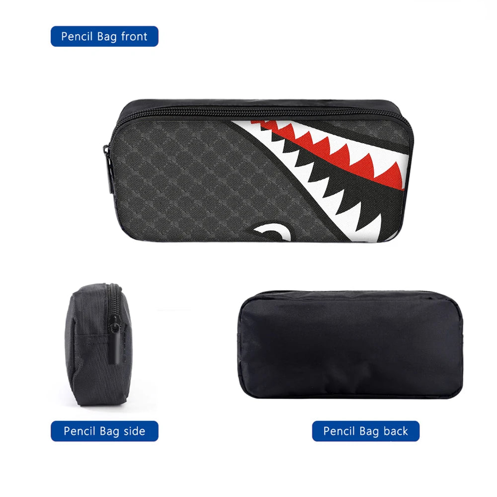 Trendy Shark Graphic Backpack Set | Ideal for School & Adventures