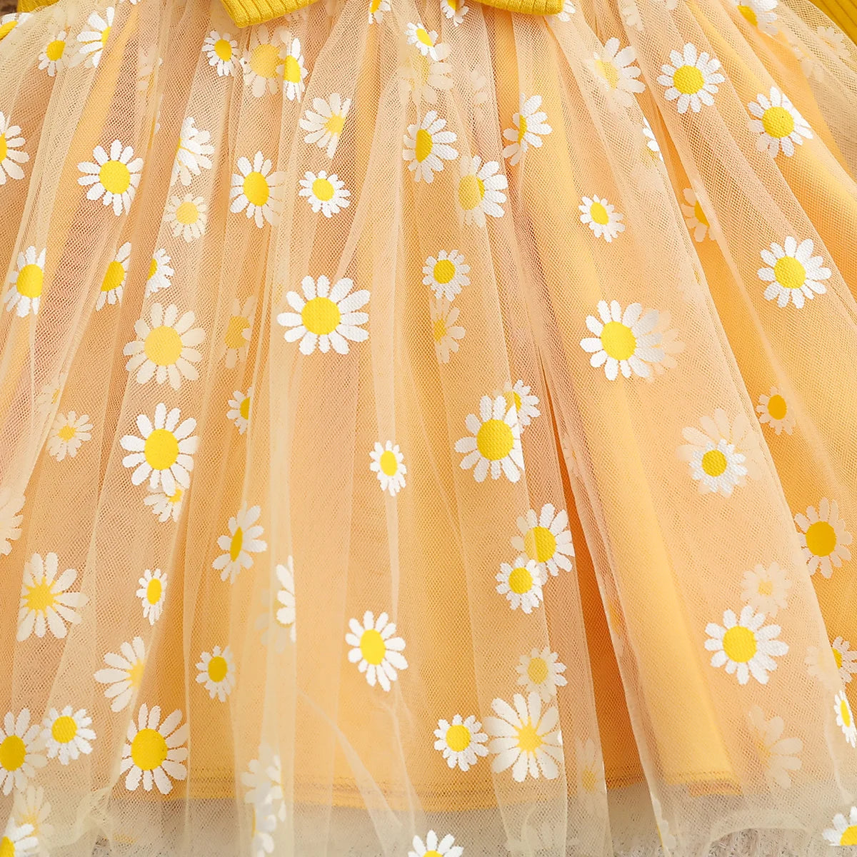 Girls Daisy Yellow Tulle Dress with Hairband | Adorable Baby Outfit