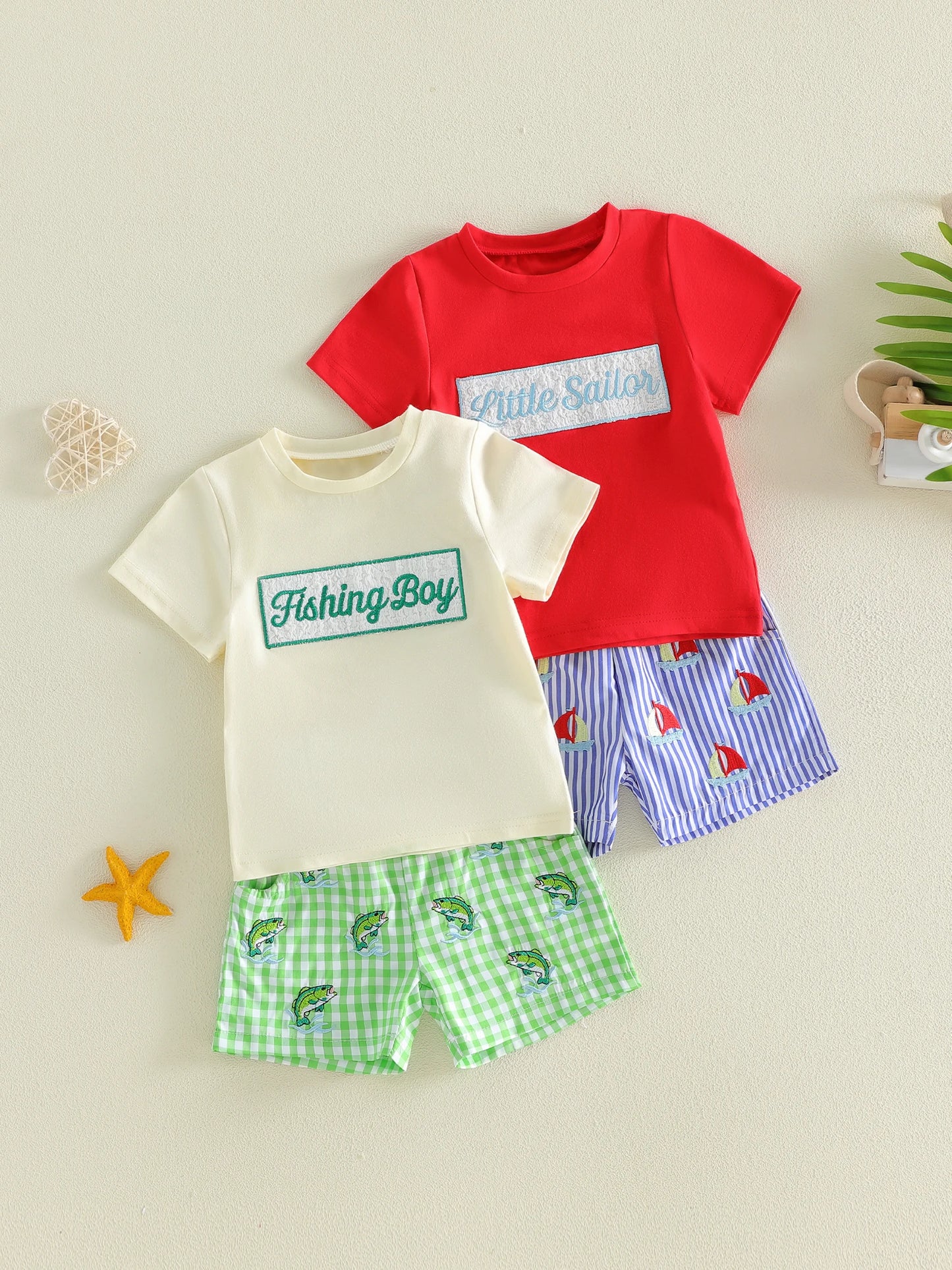 Boys Summer Outfit Set | Casual Short Sleeve Tee & Denim Shorts
