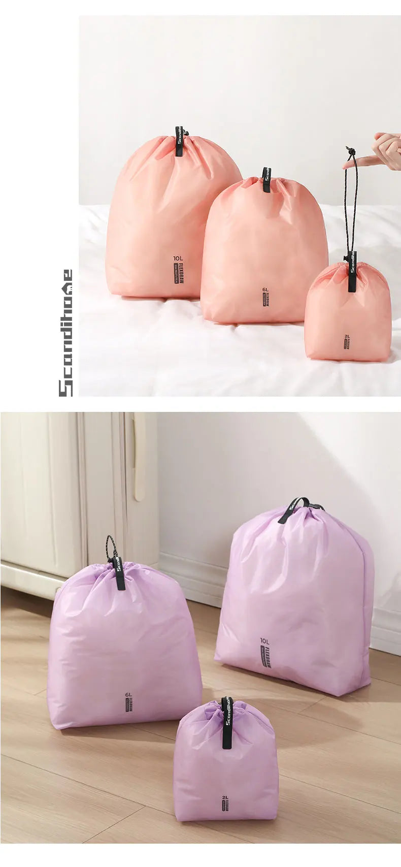 Large Capacity Waterproof Storage Bag for Clothes Travel Organizer Pouch with Multiple Pockets for Outdoor Hiking Camping