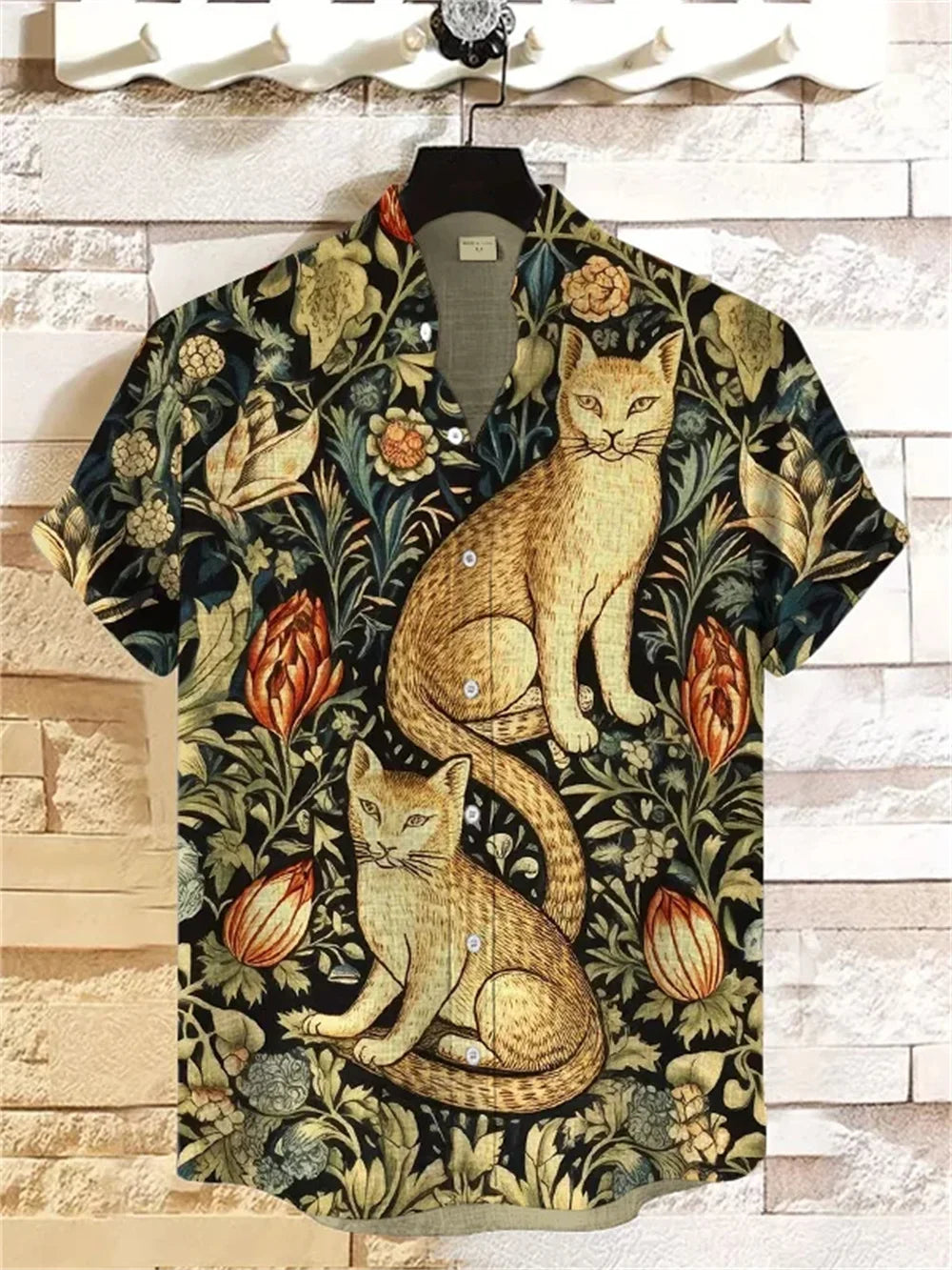 Men's 3D Printed Casual Long Sleeve Shirt | Retro Plant Design