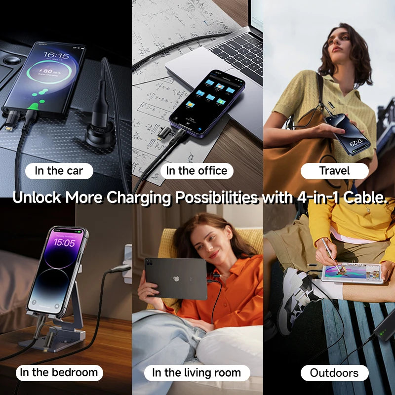 4 in 1 Magnetic Fast Charging Cable | Universal Compatibility & Durability