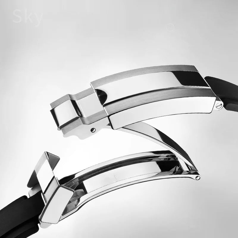 Durable Stainless Steel Butterfly Buckle Watch Strap for Men