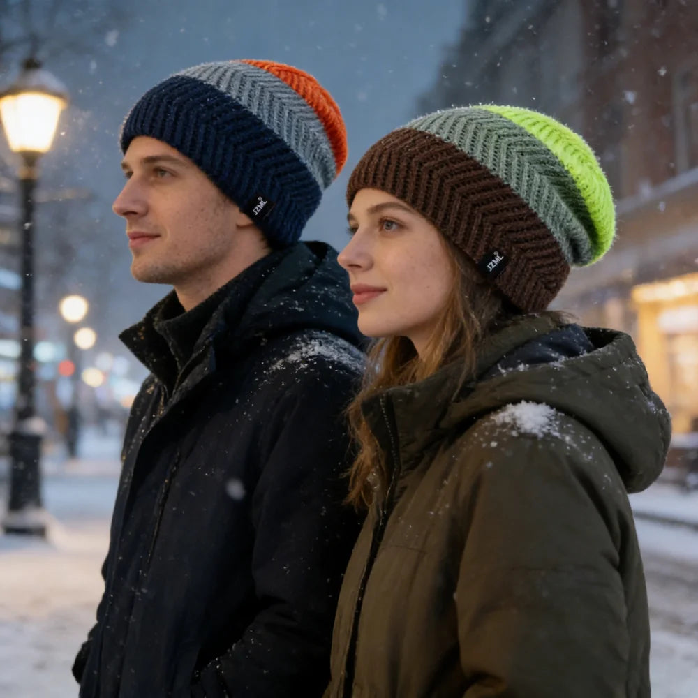 Unisex Colorful Stripes Winter Beanie | Warm Knit Ski Cap
