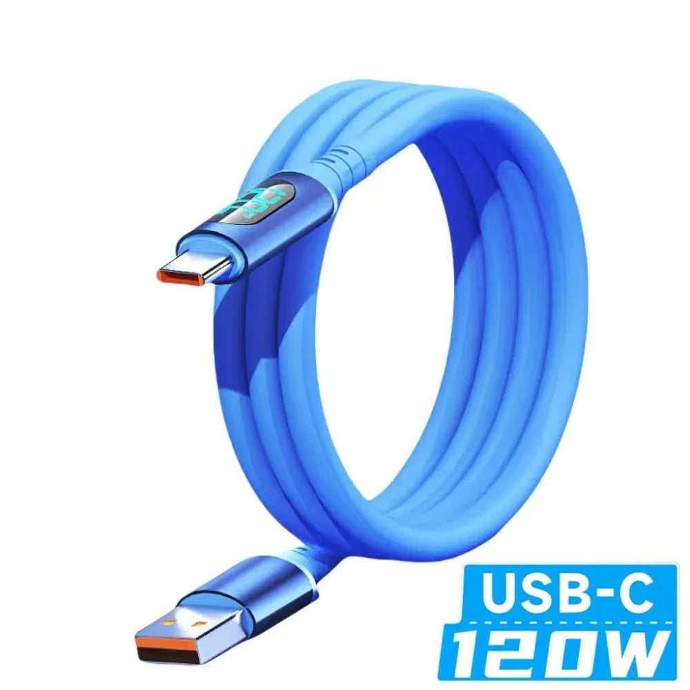120W Fast Charging USB C Cable with Digital Display | Quick Charge Cord