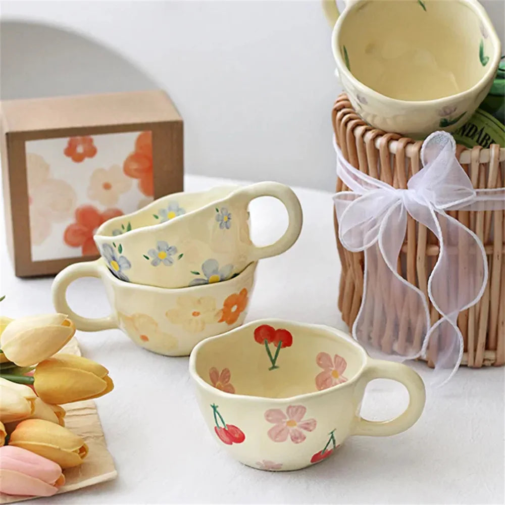 Handcrafted Ceramic Coffee Mug | Unique Irregular Flower Design