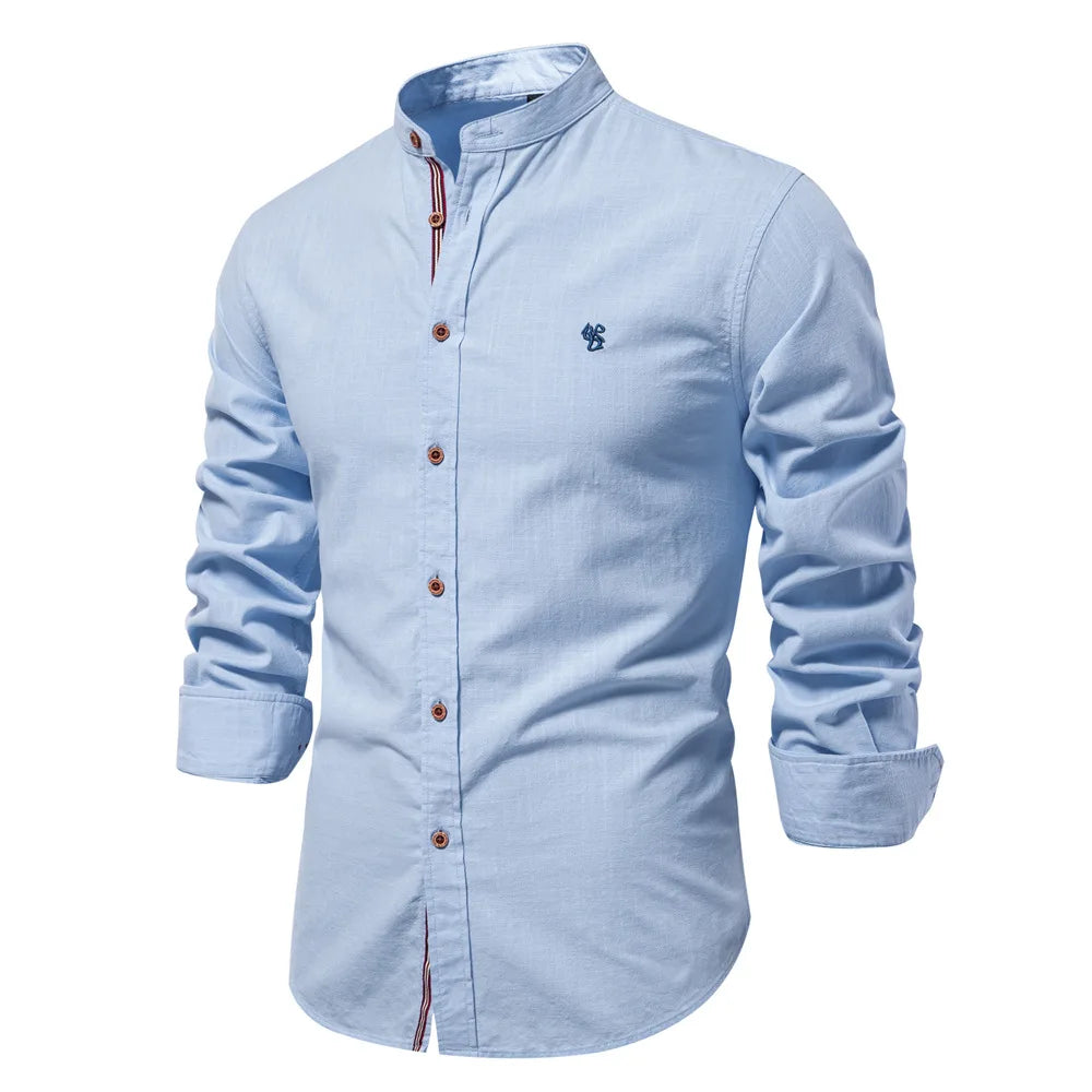 Men's 100% Cotton Casual Long Sleeve Shirt | Comfortable Embroidery