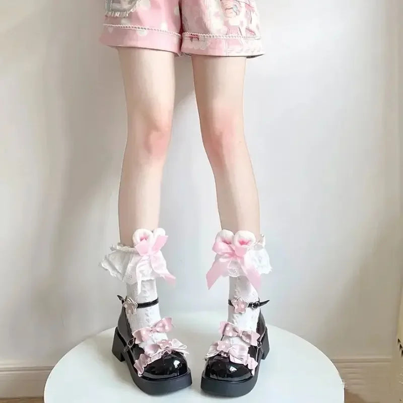 Cute Lace Rabbit Ear Socks for Women | Stylish Mid-Tube Socks