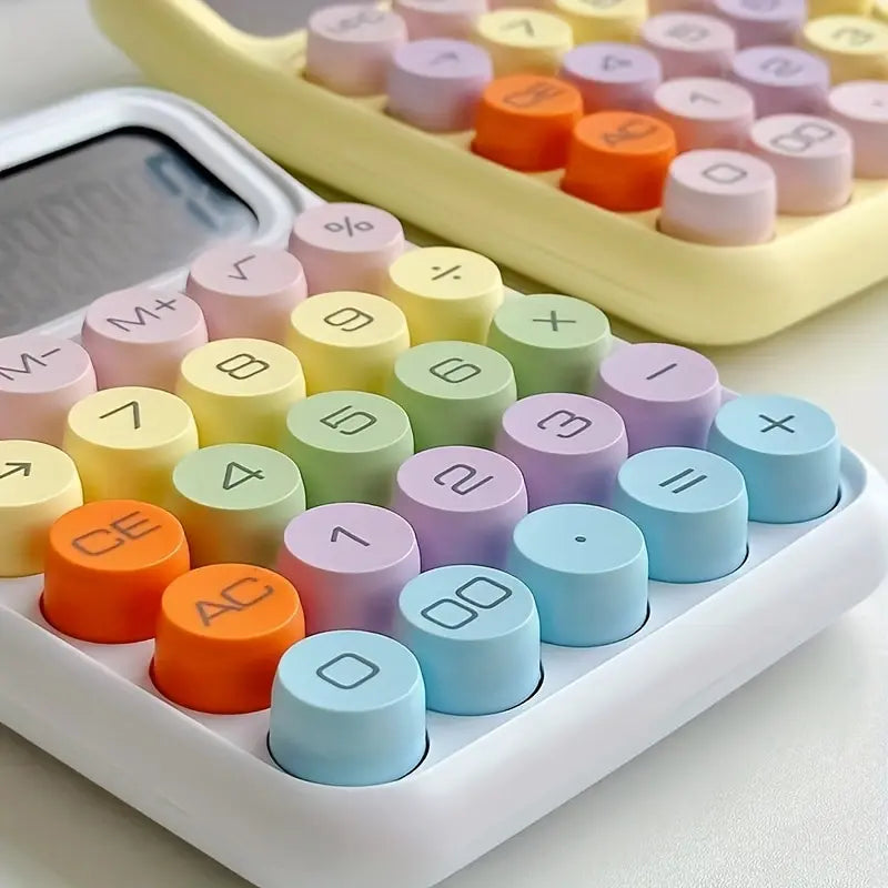 Cute Candy Color Mechanical Calculator | 12-Digit Office Tool