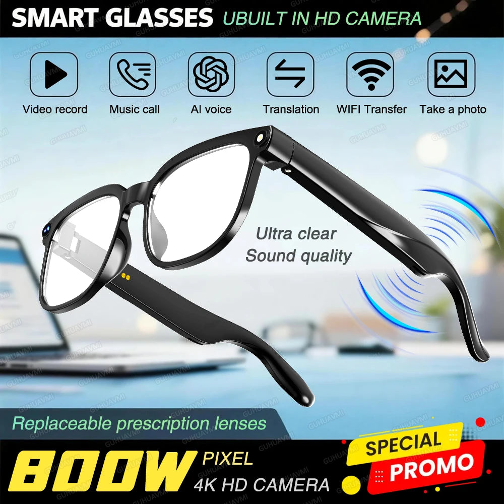 Smart AI Glasses with HD Video, Bluetooth & Music Playback