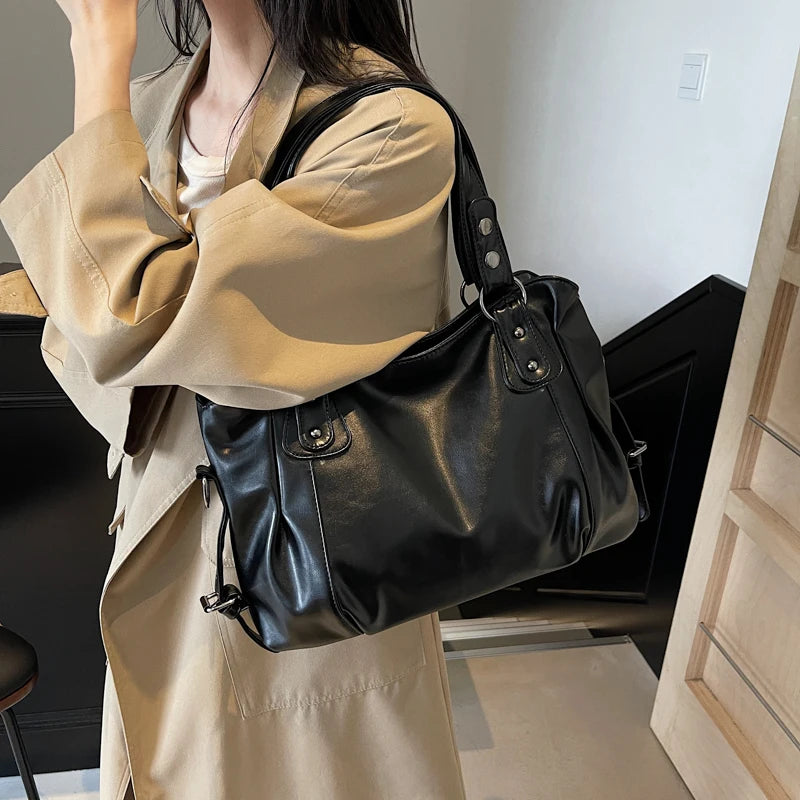 Bolso tote elegante de piel sintética para mujer | Versátil y espacioso