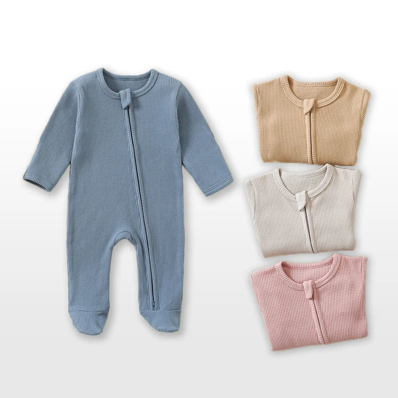 Organic Cotton Baby Rompers | Soft Zipper Footed Pajamas for Infants
