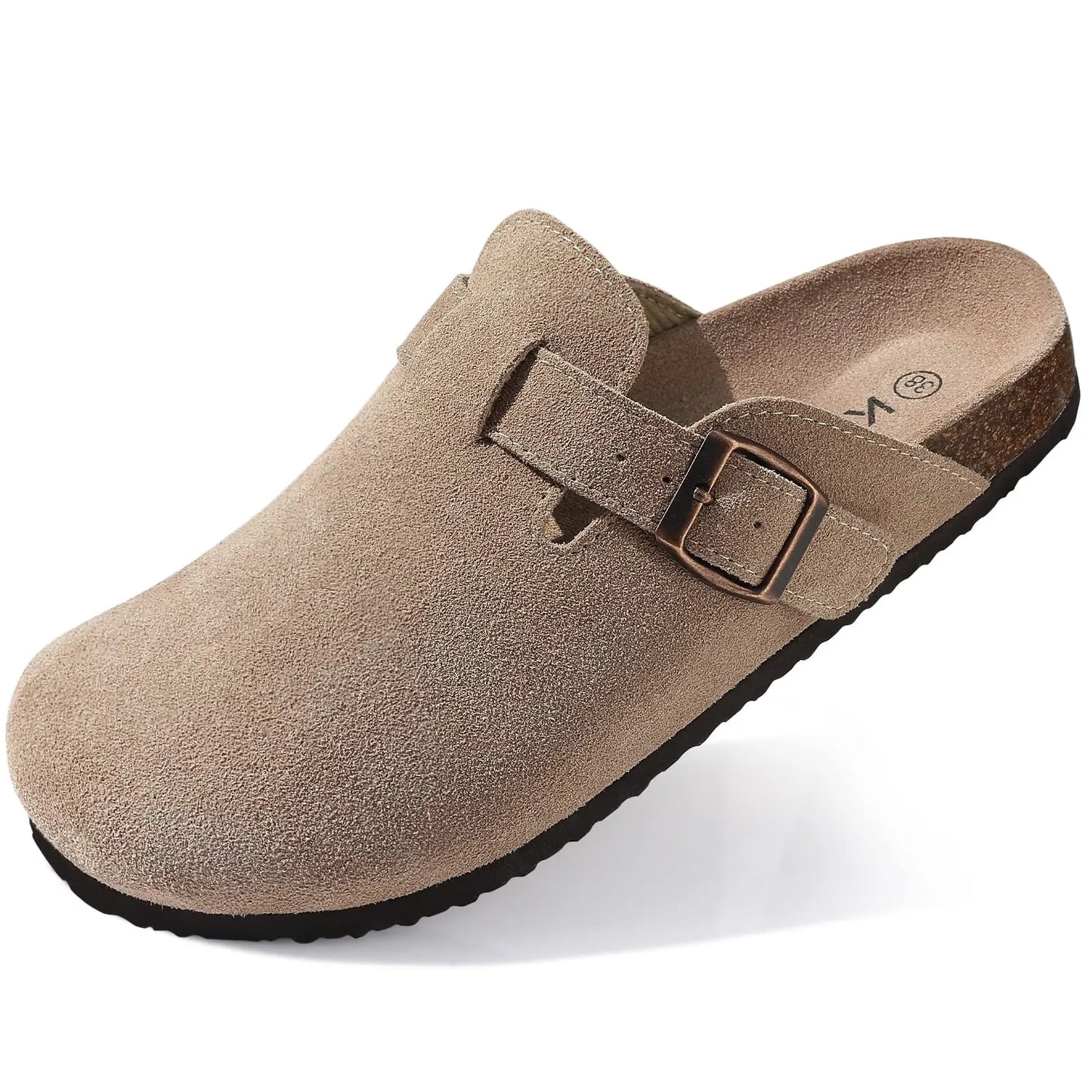 Shevalues Suede Clogs For Women Men Summer Cork Mules Soft Footbed Sandals With Arch Support  New Leisure Fashion Genuine Clogs