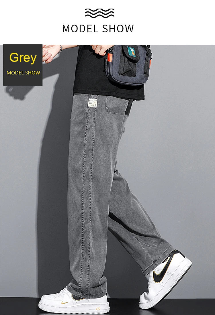 Men's Soft Lyocell Casual Jeans | Thin Loose Straight Pants