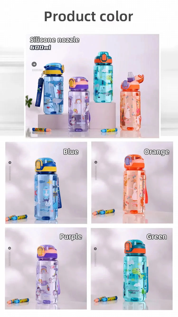 Kids Dinosaur Water Bottle | Leakproof Sippy Cups with Straw