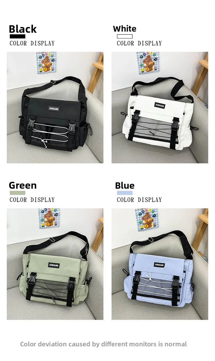 Bolso cruzado de nailon elegante para adolescentes | Bandolera multibolsillos