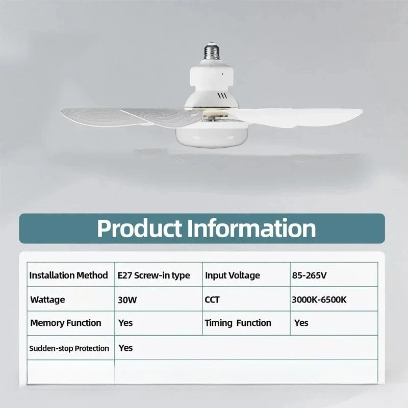 Cordless Light Socket Fan for Kitchen & Bedroom | Energy Efficient