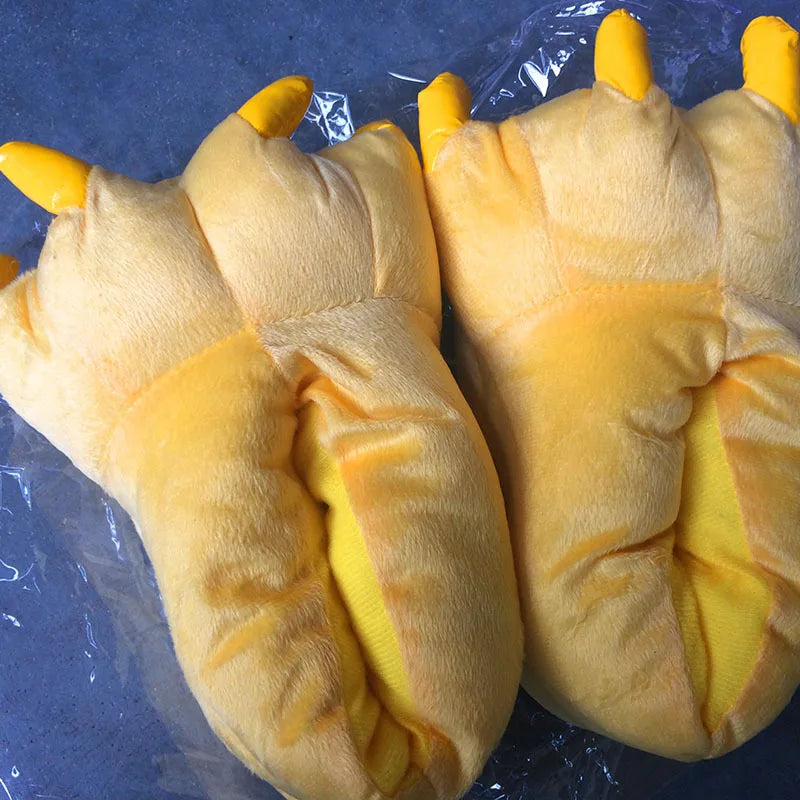 Animal Paw Plush Slippers | Cozy Dinosaur & Monster Indoor Shoes