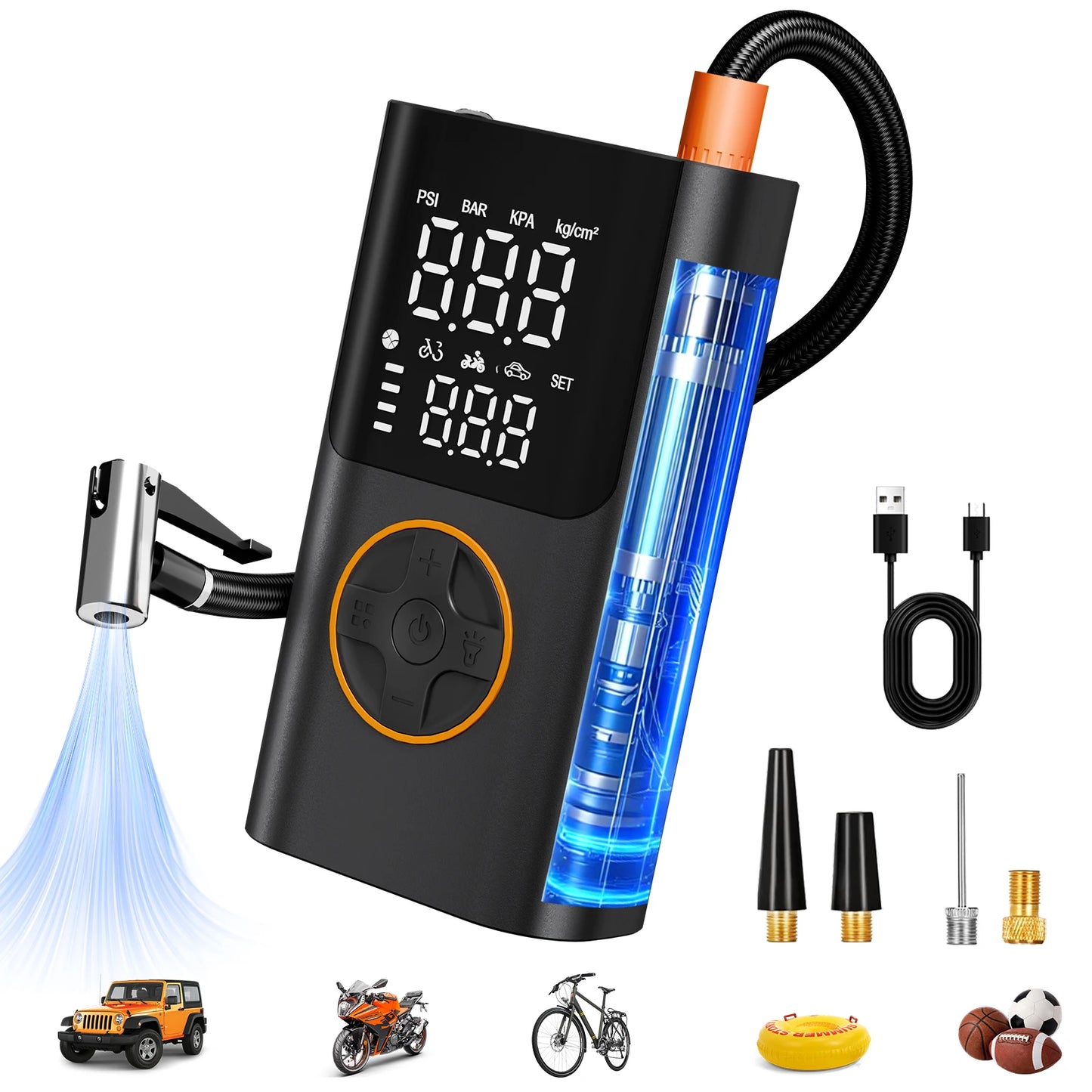 Portable Air Pump Set with Power Bank for Car & Bike | 150PSI