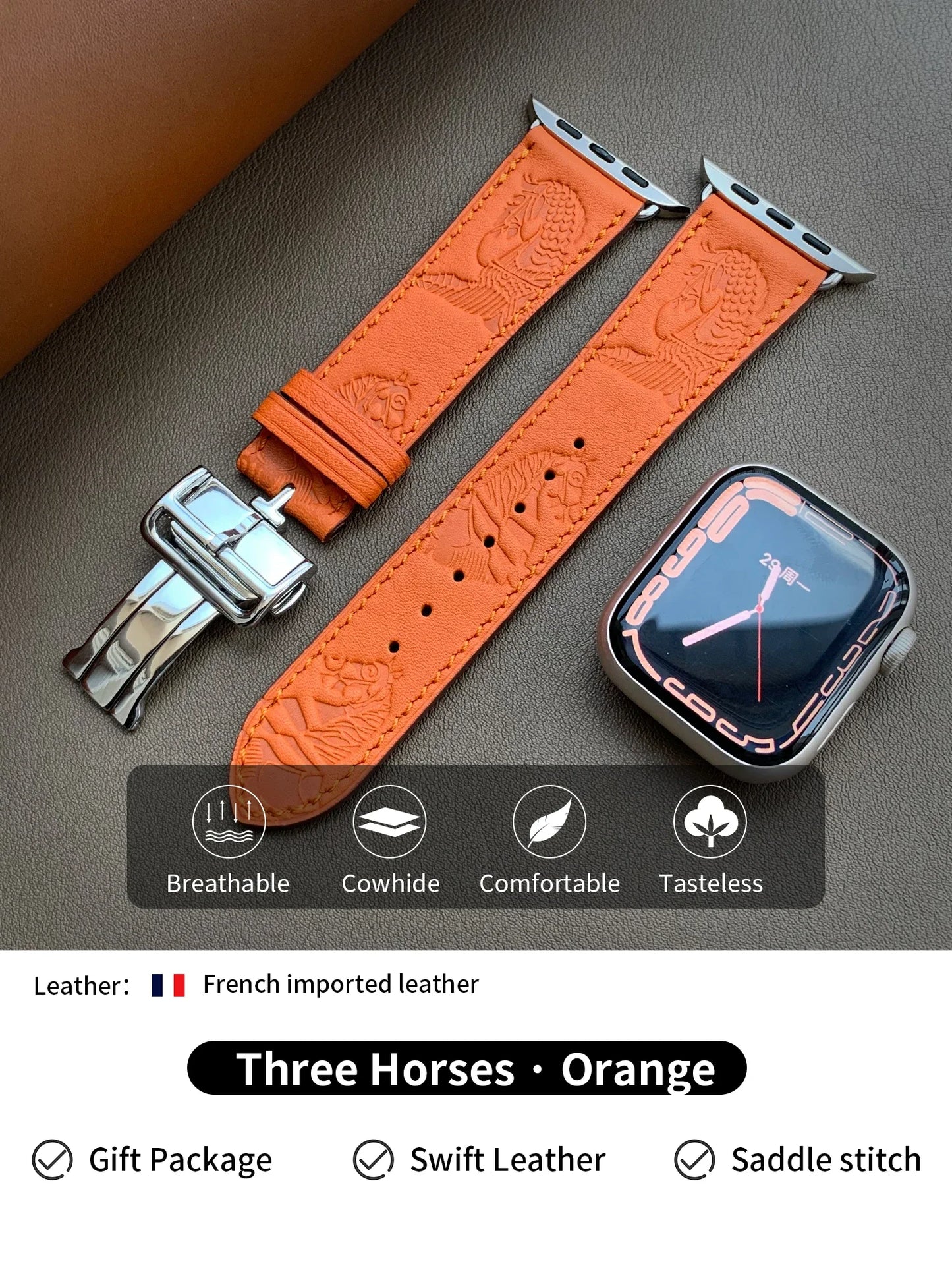 High Quality Genuine Leather Watch Band | Deployment Buckle Strap
