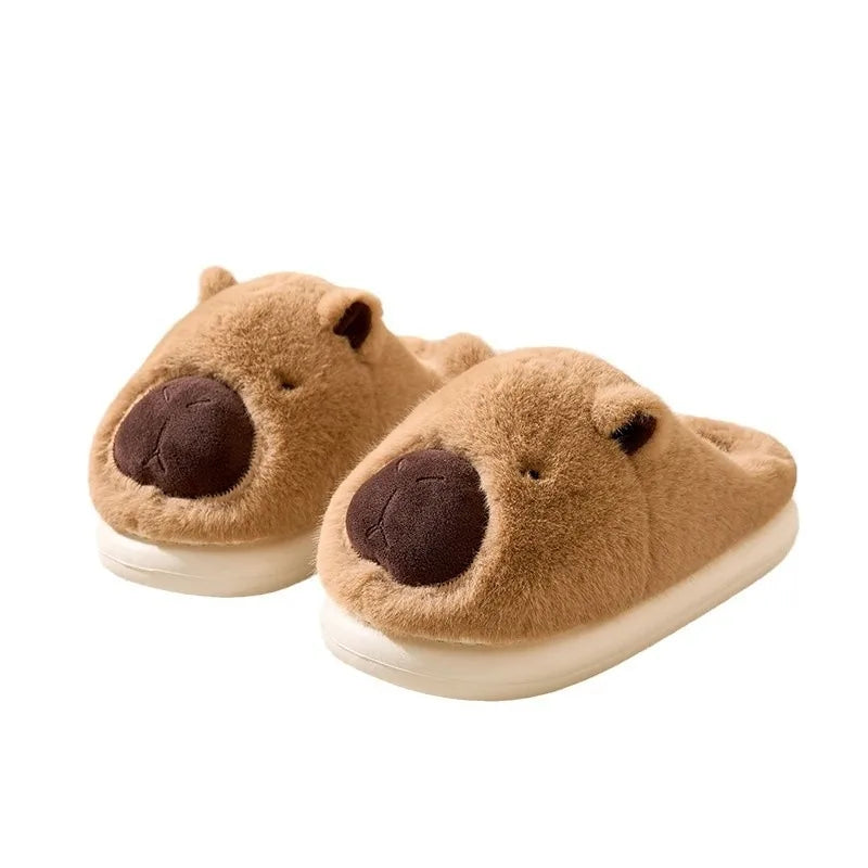Fluffy Thermal Capybara Slippers | Cozy Non-Slip Indoor Footwear