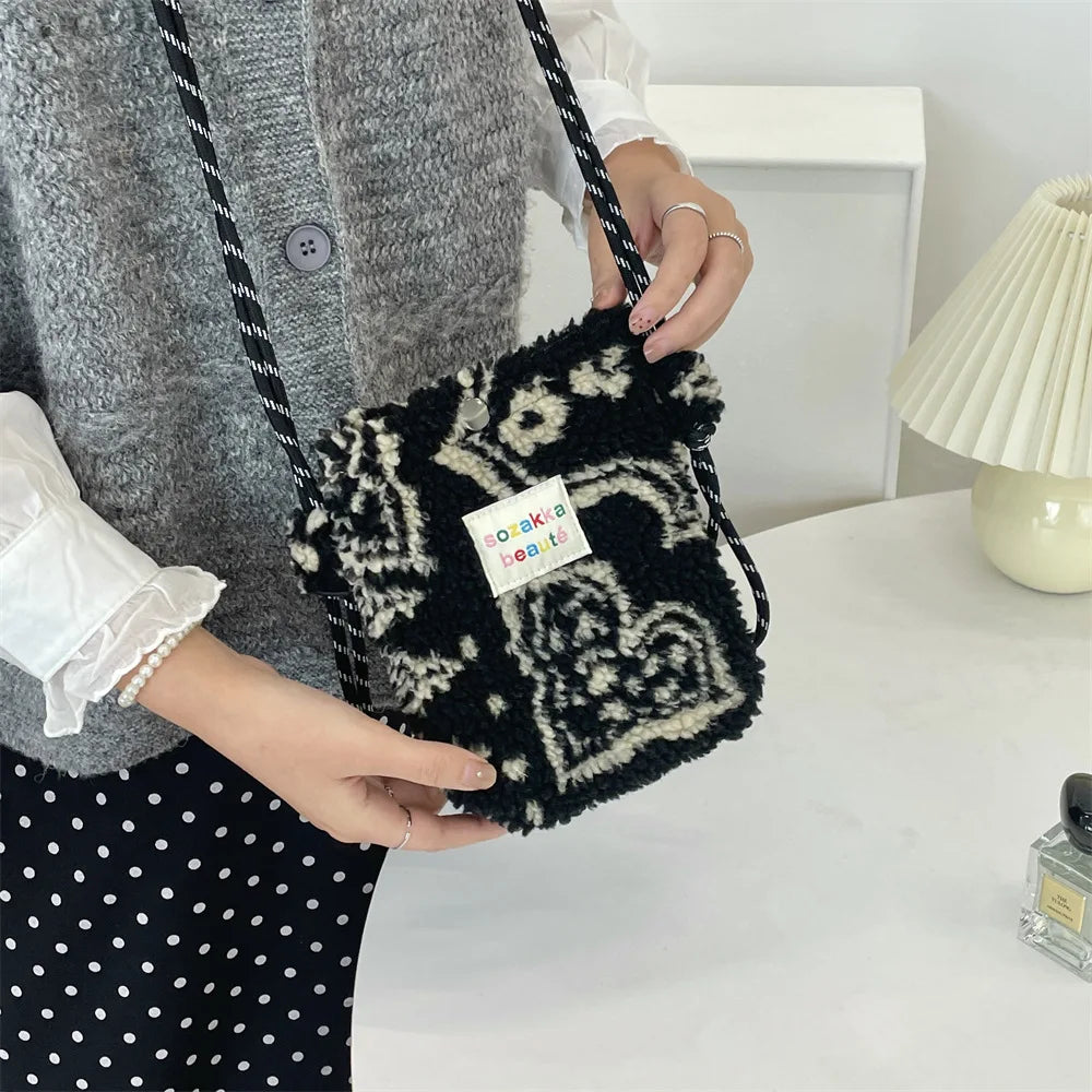 Cute Plush Dot Crossbody Bags for Women | Portable Shoulder Bag