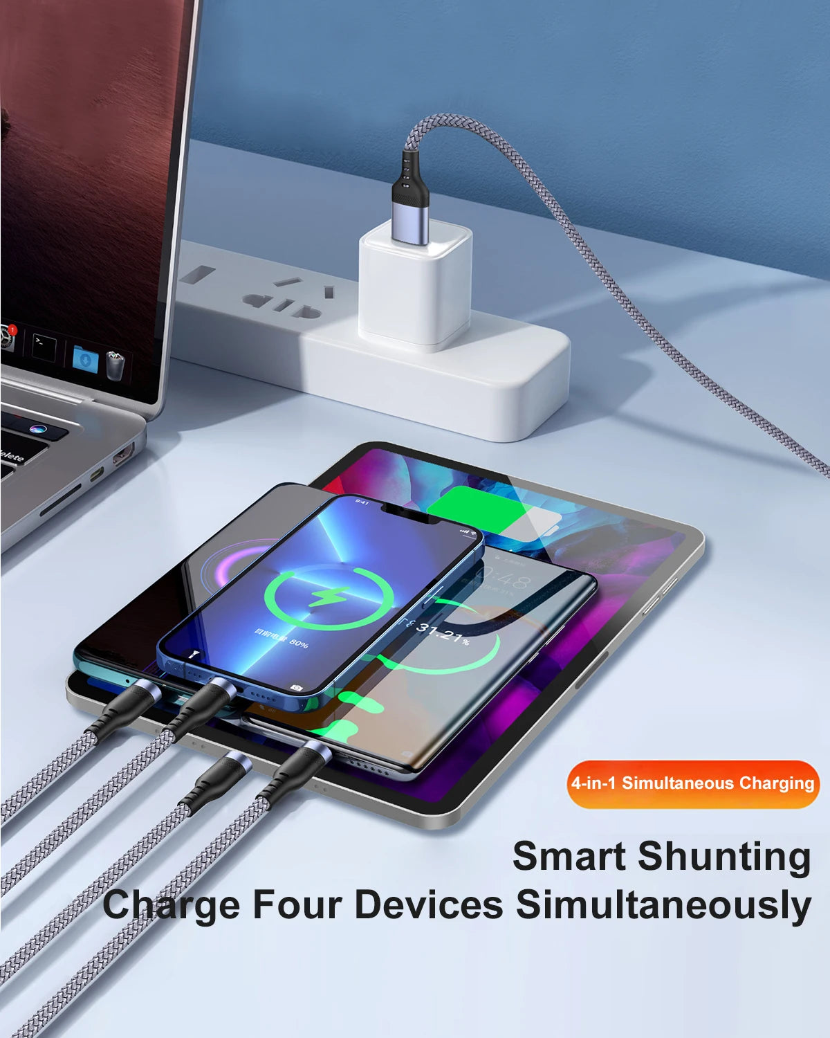 4 in 1 Multi Charger Cable | Fast Charging USB Cable for All Devices