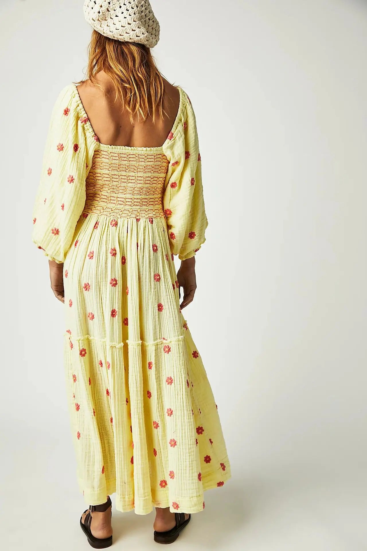 Boho Floral Embroidery Maxi Dress for Women | Casual Fashion
