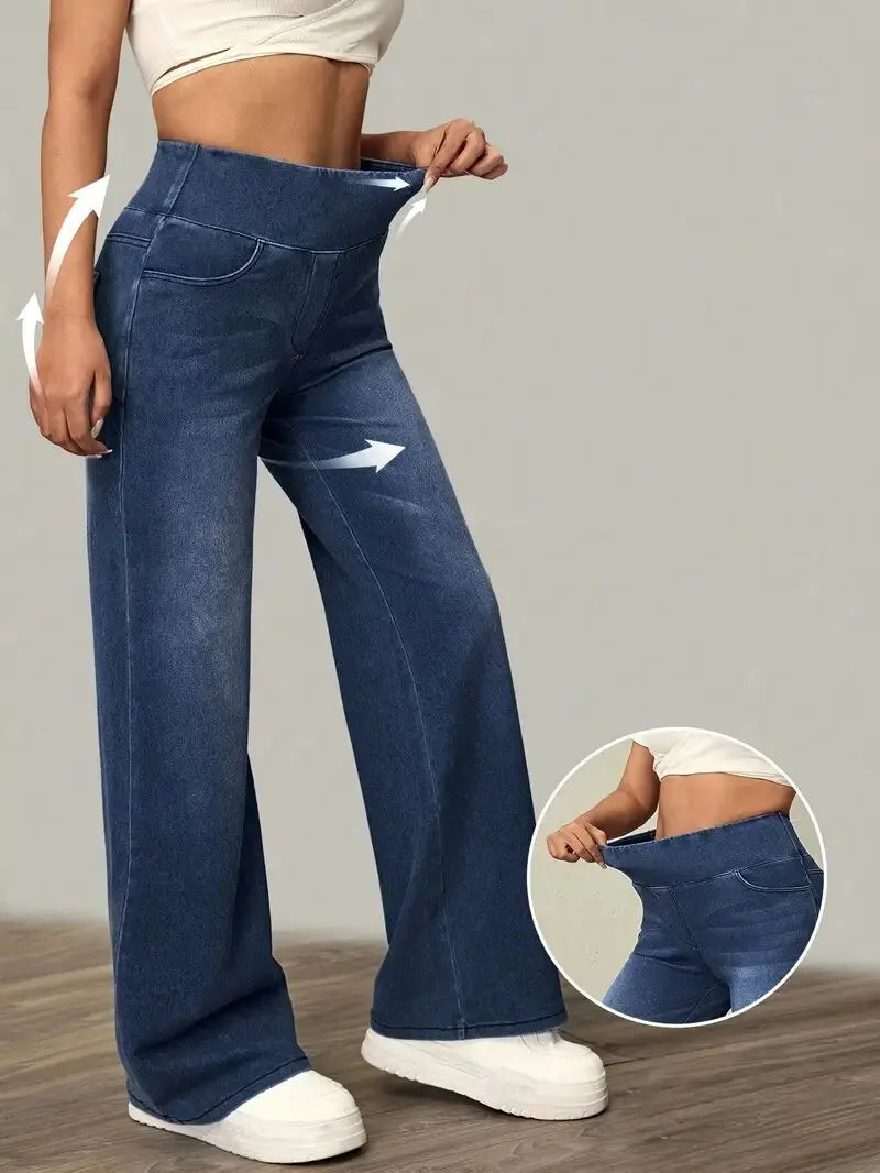 Women's High Stretch Loose Straight-Leg Jeans | Trendy & Comfortable