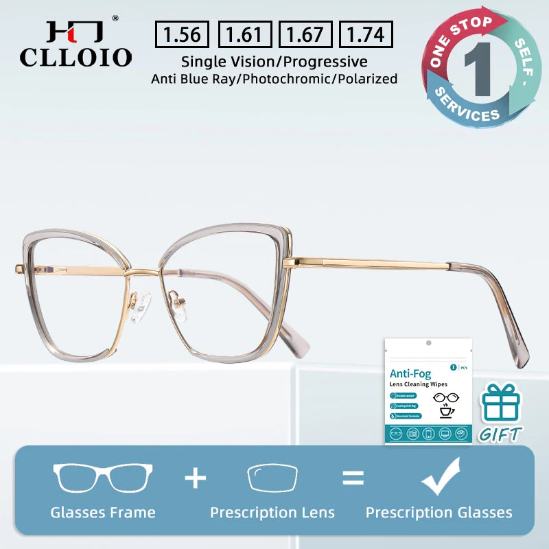 Customizable Anti Blue Light Myopia Glasses for Women | Stylish & Functional