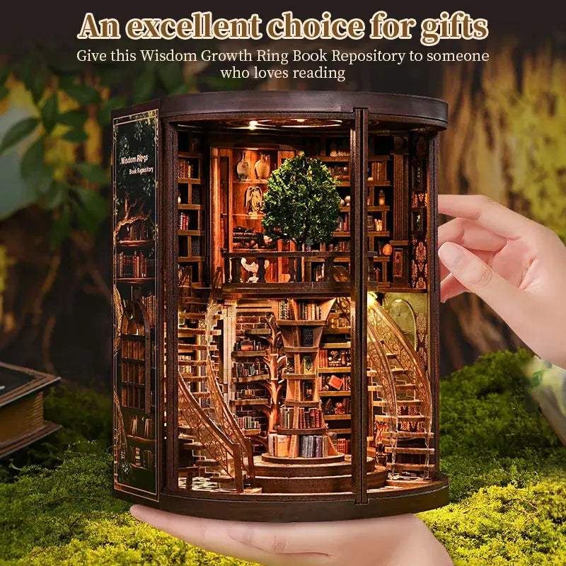 Kit DIY de rincón de lectura de madera | Idea de regalo y manualidad de sujetalibros en miniatura